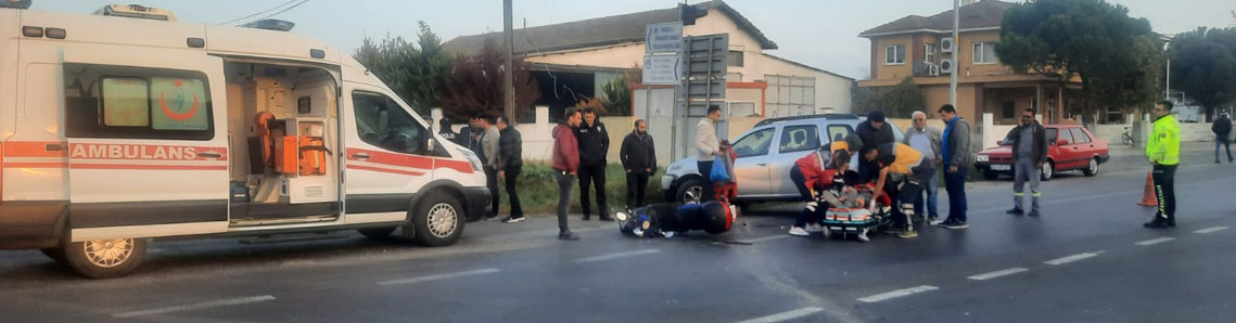 Otomobil ile elektrikli bisiklet çarpıştı